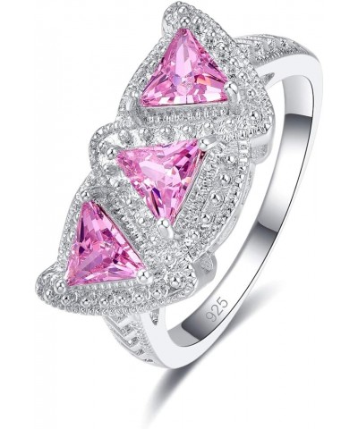 925 Sterling Silver Created Morganite Filled Statement Ring Band C-Pink $4.39 Rings