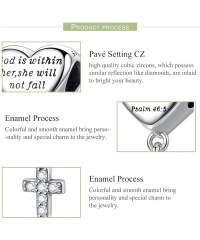 Cross Charm Fit Pandora Charms Bracelet Love Heart Christian Bible Verse Charms Prayer Faith Religious Jewelry Gifts for Wome...