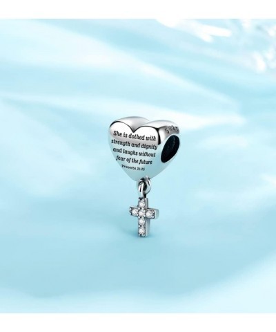 Cross Charm Fit Pandora Charms Bracelet Love Heart Christian Bible Verse Charms Prayer Faith Religious Jewelry Gifts for Wome...