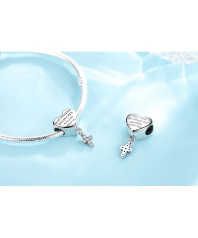 Cross Charm Fit Pandora Charms Bracelet Love Heart Christian Bible Verse Charms Prayer Faith Religious Jewelry Gifts for Wome...