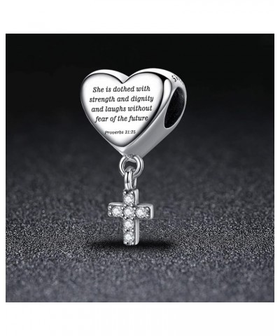 Cross Charm Fit Pandora Charms Bracelet Love Heart Christian Bible Verse Charms Prayer Faith Religious Jewelry Gifts for Wome...