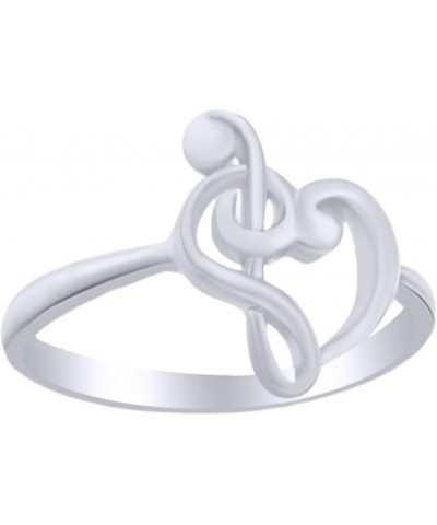 Musical Note Treble Clef Heart Promise Ring in 14K Gold Over Sterling Silver white-gold-plated-silver $23.57 Others