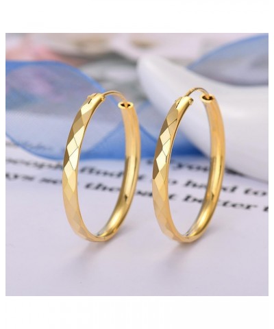 18K Gold Hoop Earrings for Women Girls Silver Hoop Earrings Large Chunky Earrings with Hypoallergenic 925 Sterling Silver Pos...