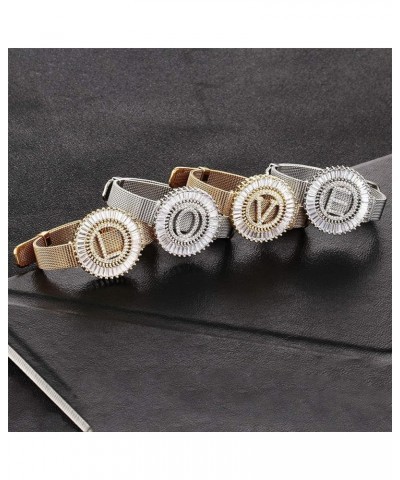 Women Charms Initial 26 Letters Alphabet Bracelet Bangle Stainless Steel Mesh Belt Buckle Bracelets Bracelet C-Silver Color $...