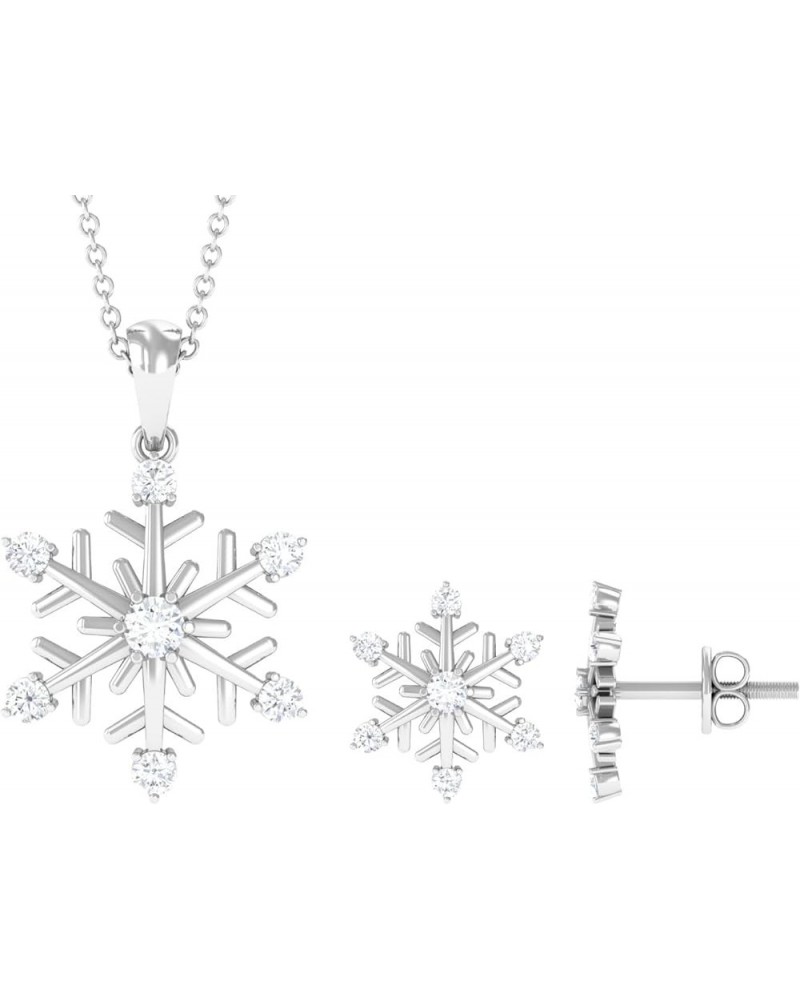 1 CT Cubic Zirconia Snowflake Pendant and Earring Set in Gold, Classic Certified Zircon Snowflake Jewelry Set for Women 18K W...