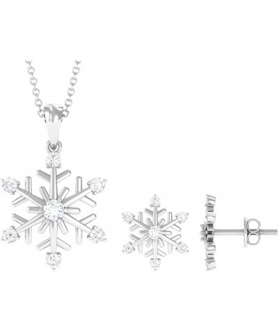 1 CT Cubic Zirconia Snowflake Pendant and Earring Set in Gold, Classic Certified Zircon Snowflake Jewelry Set for Women 18K W...