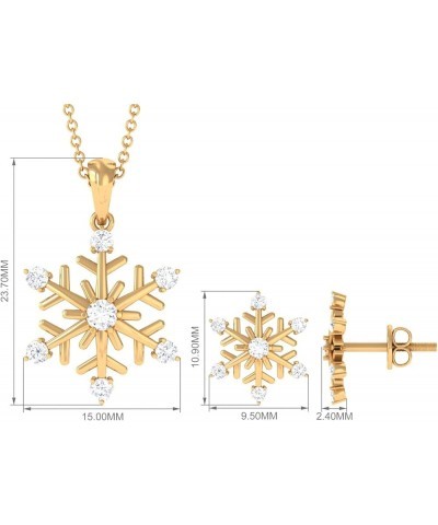 1 CT Cubic Zirconia Snowflake Pendant and Earring Set in Gold, Classic Certified Zircon Snowflake Jewelry Set for Women 18K W...