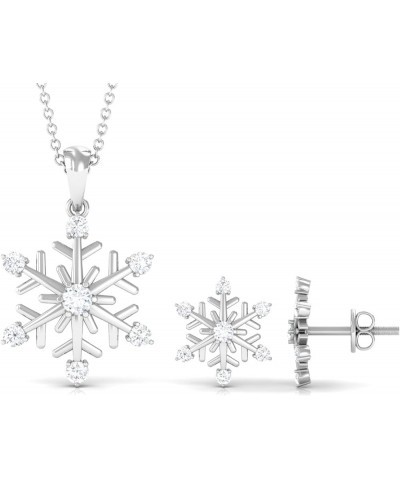 1 CT Cubic Zirconia Snowflake Pendant and Earring Set in Gold, Classic Certified Zircon Snowflake Jewelry Set for Women 18K W...