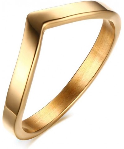 Fashion 18K Gold Plated Stainless Steel Double Chevron Ring for Women, Gold Plated-V $9.71 Rings