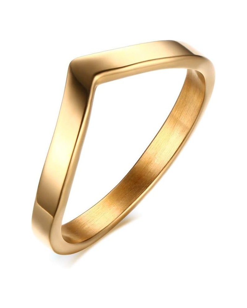 Fashion 18K Gold Plated Stainless Steel Double Chevron Ring for Women, Gold Plated-V $9.71 Rings