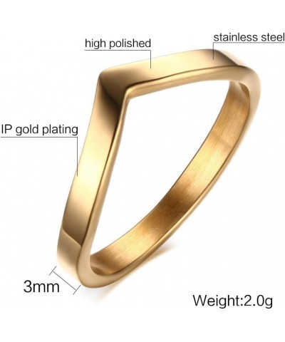 Fashion 18K Gold Plated Stainless Steel Double Chevron Ring for Women, Gold Plated-V $9.71 Rings