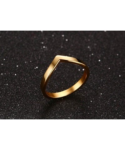 Fashion 18K Gold Plated Stainless Steel Double Chevron Ring for Women, Gold Plated-V $9.71 Rings