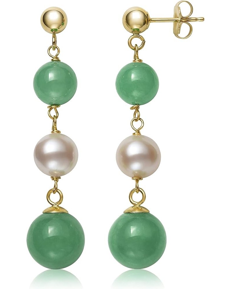 Cultured Freshwater Pearl and Jade Earrings for Women in 14K Gold Post $46.06 Earrings