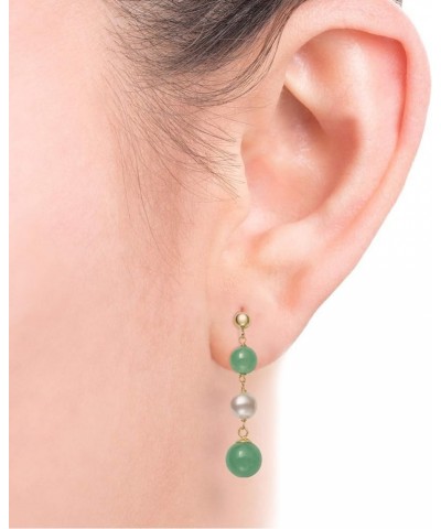 Cultured Freshwater Pearl and Jade Earrings for Women in 14K Gold Post $46.06 Earrings