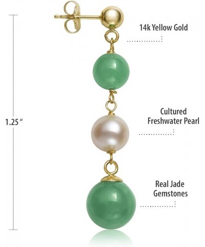 Cultured Freshwater Pearl and Jade Earrings for Women in 14K Gold Post $46.06 Earrings