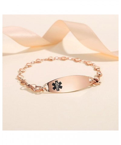 Heart Medical alert bracelet for Women Fashion Medical ID Jewelry 7-8.5 inches adjustable Interchangeable-Rose Gold $16.80 Br...