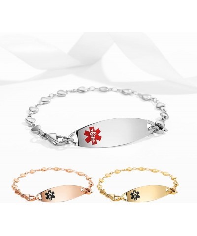 Heart Medical alert bracelet for Women Fashion Medical ID Jewelry 7-8.5 inches adjustable Interchangeable-Rose Gold $16.80 Br...