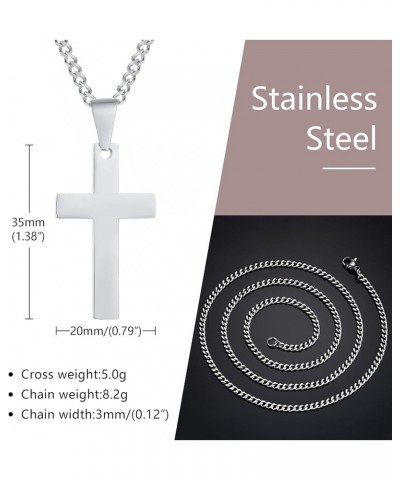 Personalized Customize Stainless Steel Polished Plain Simple Cross Pendant Necklace for Men Women, 24" Chain Silver-tone $9.0...