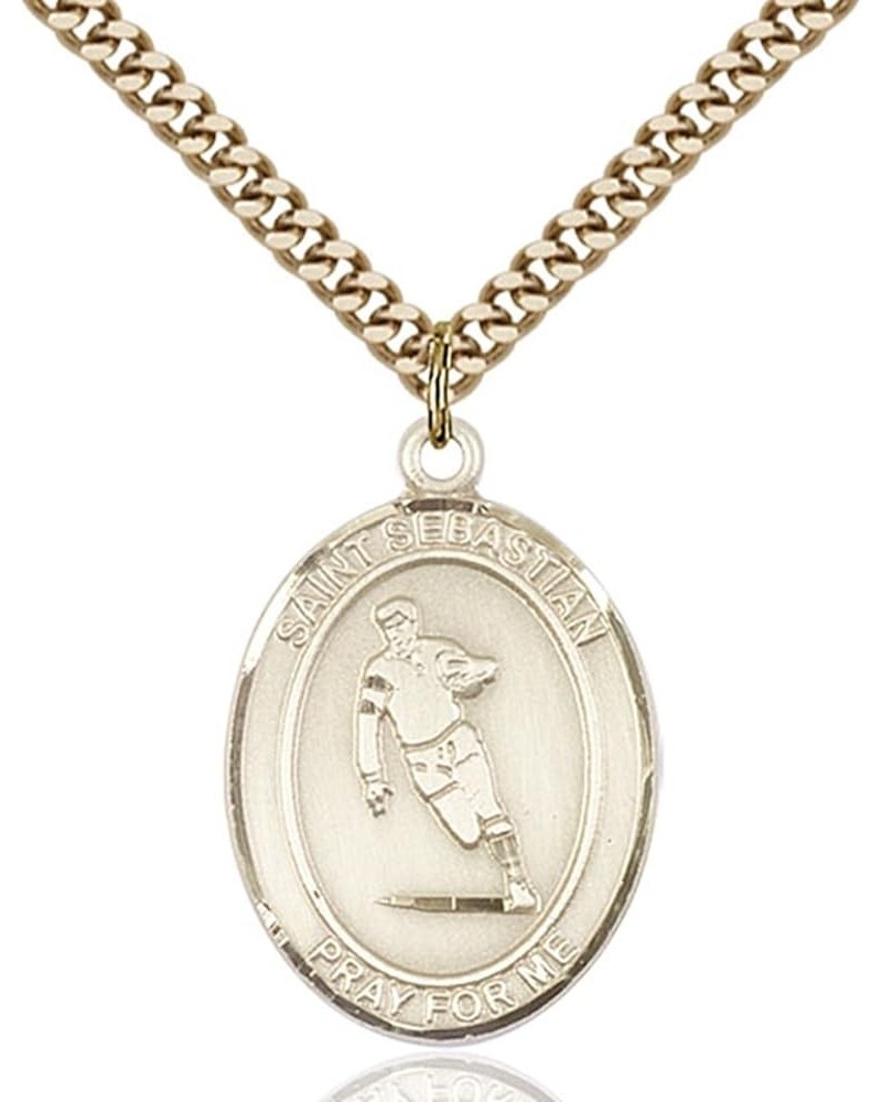 14KT Gold Filled Catholic Saint Sports Athlete Medal Pendant, 1 Inch Saint Sebastian Rugby $93.94 Pendants