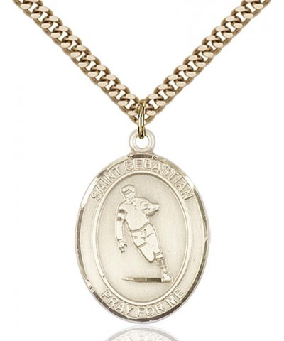 14KT Gold Filled Catholic Saint Sports Athlete Medal Pendant, 1 Inch Saint Sebastian Rugby $93.94 Pendants