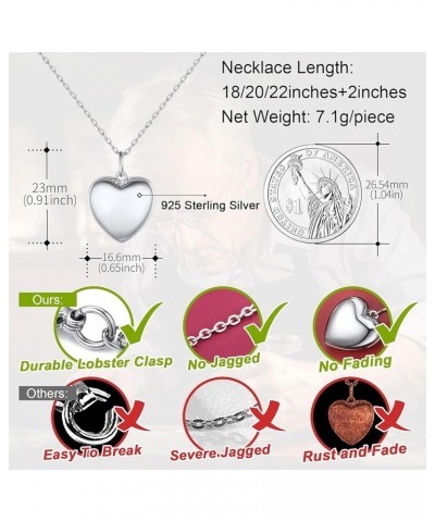 Sterling Silver Heart Locket Women Girls Small Picture Custom Lockets Pendant Necklace with Gift Packaging 18.0 Inches Elegan...