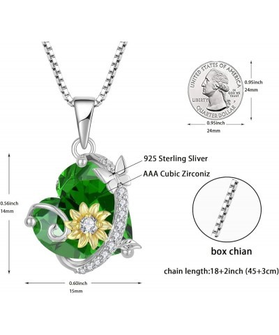 Butterfly Sunflower Heart Necklace for Women, 925 Sterling Silver Cubic Zirconia Birthstone Pendant Jewelry,Anniversary Birth...