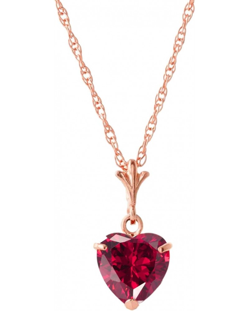 Galaxy Gold 14k 18" Solid Rose Gold Necklace with 1.45 Carat(CTW) Heart-Shaped Natural Ruby $102.80 Necklaces