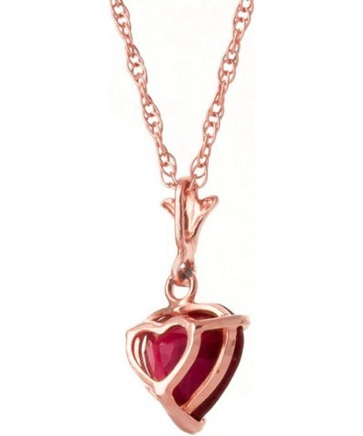 Galaxy Gold 14k 18" Solid Rose Gold Necklace with 1.45 Carat(CTW) Heart-Shaped Natural Ruby $102.80 Necklaces