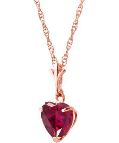 Galaxy Gold 14k 18" Solid Rose Gold Necklace with 1.45 Carat(CTW) Heart-Shaped Natural Ruby $102.80 Necklaces