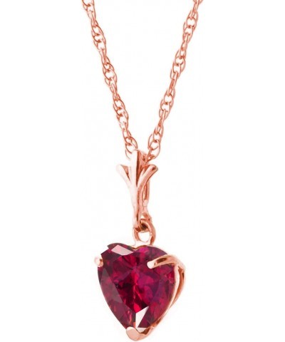 Galaxy Gold 14k 18" Solid Rose Gold Necklace with 1.45 Carat(CTW) Heart-Shaped Natural Ruby $102.80 Necklaces