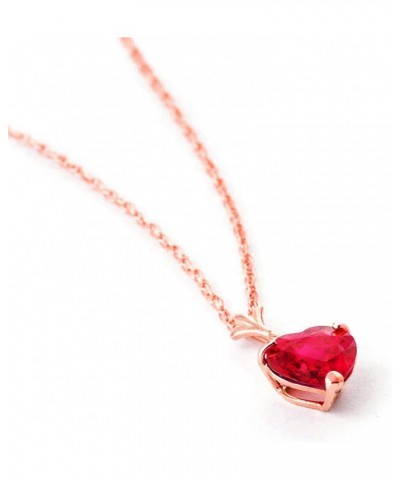 Galaxy Gold 14k 18" Solid Rose Gold Necklace with 1.45 Carat(CTW) Heart-Shaped Natural Ruby $102.80 Necklaces