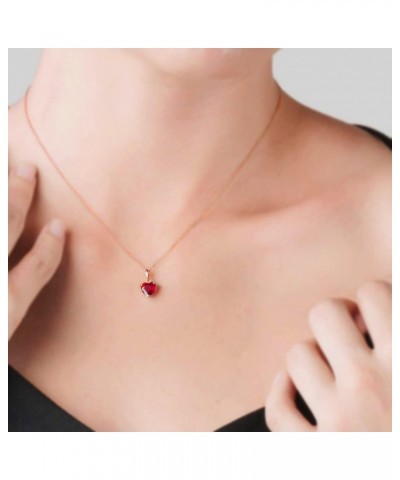 Galaxy Gold 14k 18" Solid Rose Gold Necklace with 1.45 Carat(CTW) Heart-Shaped Natural Ruby $102.80 Necklaces