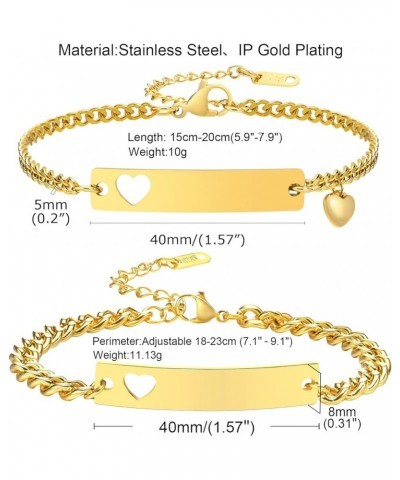 Customize ID Bracelets Gift for Couples - His & Her Matching Bracelet, Men Women Promise Cuban Chain Bracelet Custom-Gold+Gol...