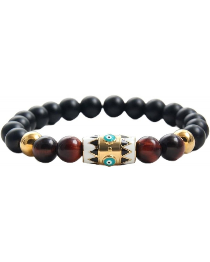 Fashion Natural Stone Beads Bracelets Set For Men-8mm Tiger Eye&Matte Agate &Lava Rock Braclelet Healing Essential Oil Diffus...