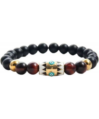 Fashion Natural Stone Beads Bracelets Set For Men-8mm Tiger Eye&Matte Agate &Lava Rock Braclelet Healing Essential Oil Diffus...