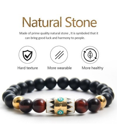 Fashion Natural Stone Beads Bracelets Set For Men-8mm Tiger Eye&Matte Agate &Lava Rock Braclelet Healing Essential Oil Diffus...