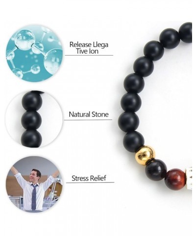 Fashion Natural Stone Beads Bracelets Set For Men-8mm Tiger Eye&Matte Agate &Lava Rock Braclelet Healing Essential Oil Diffus...