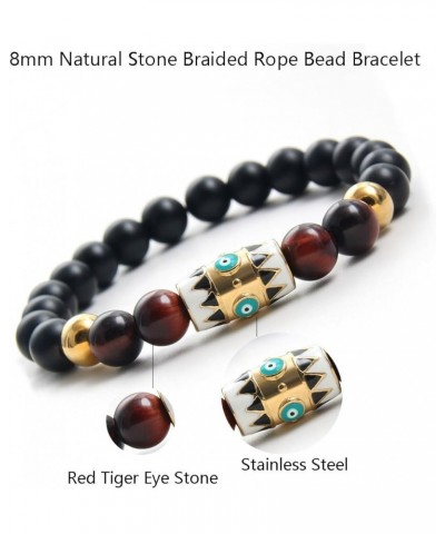 Fashion Natural Stone Beads Bracelets Set For Men-8mm Tiger Eye&Matte Agate &Lava Rock Braclelet Healing Essential Oil Diffus...