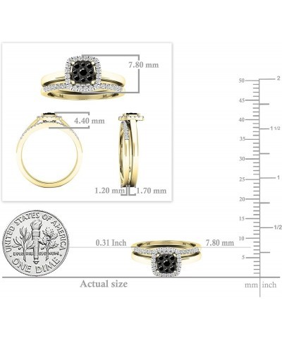 0.30 Carat Round Black & White Diamond Square Cluster Wedding Ring Set for Women in 10K Gold 9.5 Yellow Gold $192.34 Sets