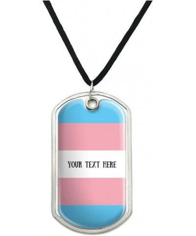 Personalized Custom 1 Line Transgender Pride Flag Military Dog Tag Pendant Necklace with Cord $8.49 Necklaces