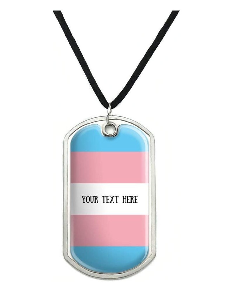 Personalized Custom 1 Line Transgender Pride Flag Military Dog Tag Pendant Necklace with Cord $8.49 Necklaces