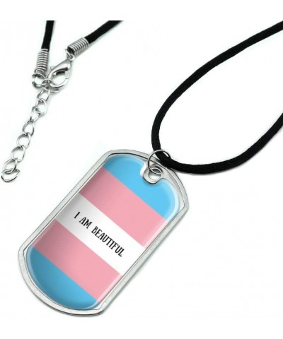 Personalized Custom 1 Line Transgender Pride Flag Military Dog Tag Pendant Necklace with Cord $8.49 Necklaces