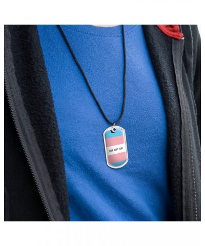 Personalized Custom 1 Line Transgender Pride Flag Military Dog Tag Pendant Necklace with Cord $8.49 Necklaces