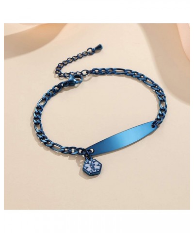 Fashion small Figaro medical alert bracelet for women adjustable 6.5-8 inch Blue coumadin $14.56 Bracelets