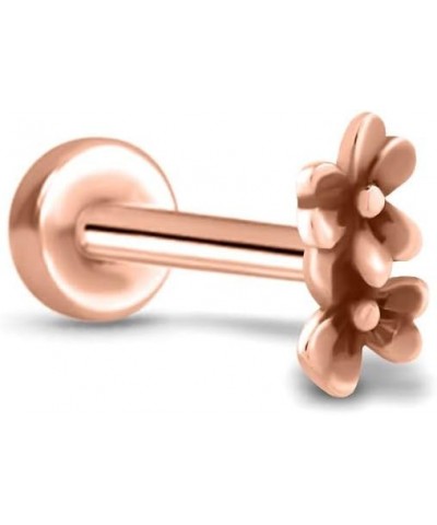 316 Stainless Steel Threadless Push Pin Nose Ring Labret Monroe Ear Cartilage Stud Double Flower Choose Your Color, Size & Ga...