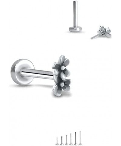 316 Stainless Steel Threadless Push Pin Nose Ring Labret Monroe Ear Cartilage Stud Double Flower Choose Your Color, Size & Ga...