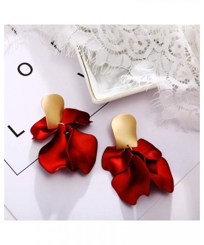 Rose Petal Dangle Earrings for Women Girls - Long Drop Floral Tassel Earrings - Statement Exaggerated Tiered Flower Earrings ...