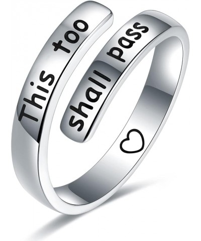 Sterling Silver Inspirational Engraved Rings S925 Personality Encouragement Jewelry Gift For Women This too shall pass $8.32 ...