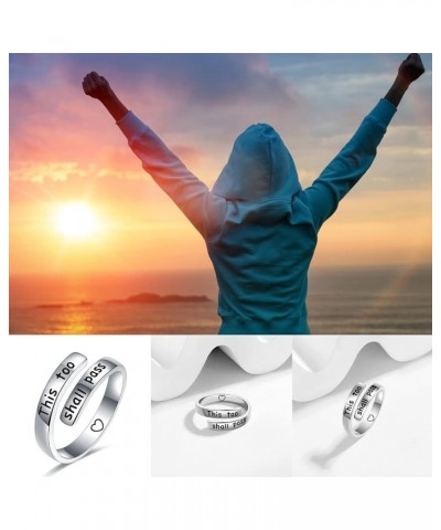 Sterling Silver Inspirational Engraved Rings S925 Personality Encouragement Jewelry Gift For Women This too shall pass $8.32 ...