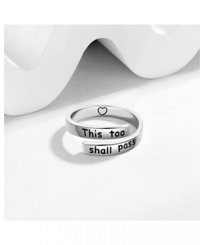 Sterling Silver Inspirational Engraved Rings S925 Personality Encouragement Jewelry Gift For Women This too shall pass $8.32 ...